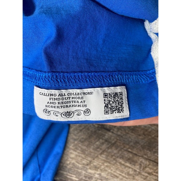 Robert Graham Polo Shirt Mens XL Blue Solid Classic Fit Cotton Short Sleeve - Picture 5 of 6